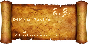 Ráday Zenina névjegykártya
